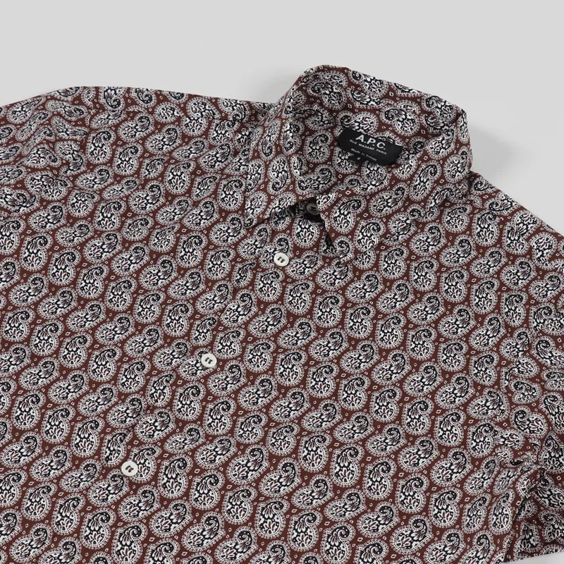 A.P.C. Leandre Short Sleeve Shirt Paisley Hazelnut-2
