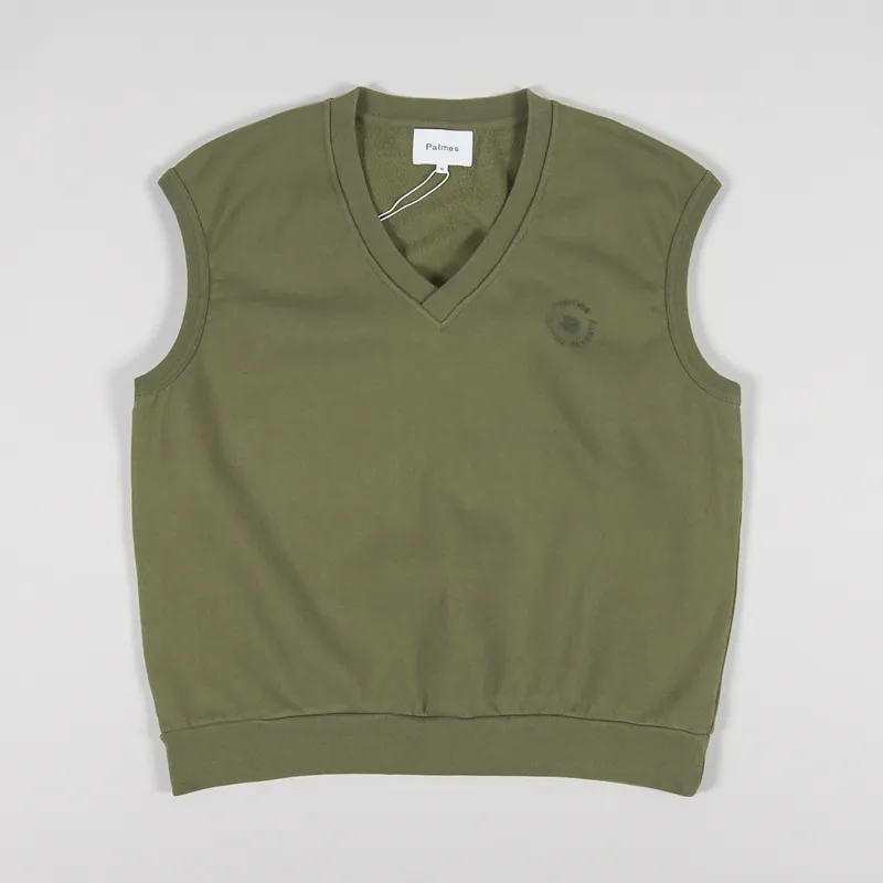 Palmes Tennis Society Leo Vest Olive Green Sweatshirt