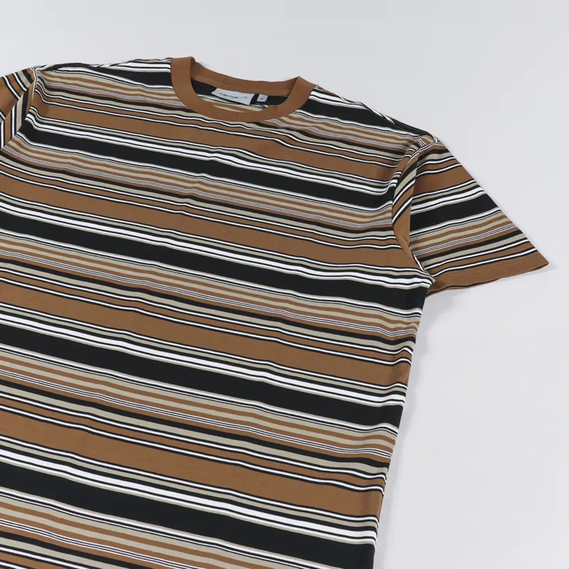 Carhartt WIP Lafferty T Shirt Lafferty Stripe Hamilton Brown-1