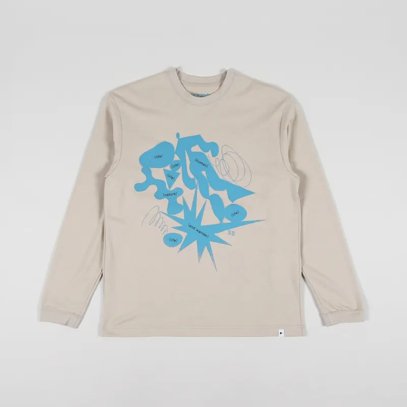 And Wander Life Human Long Sleeve T Shirt Beige