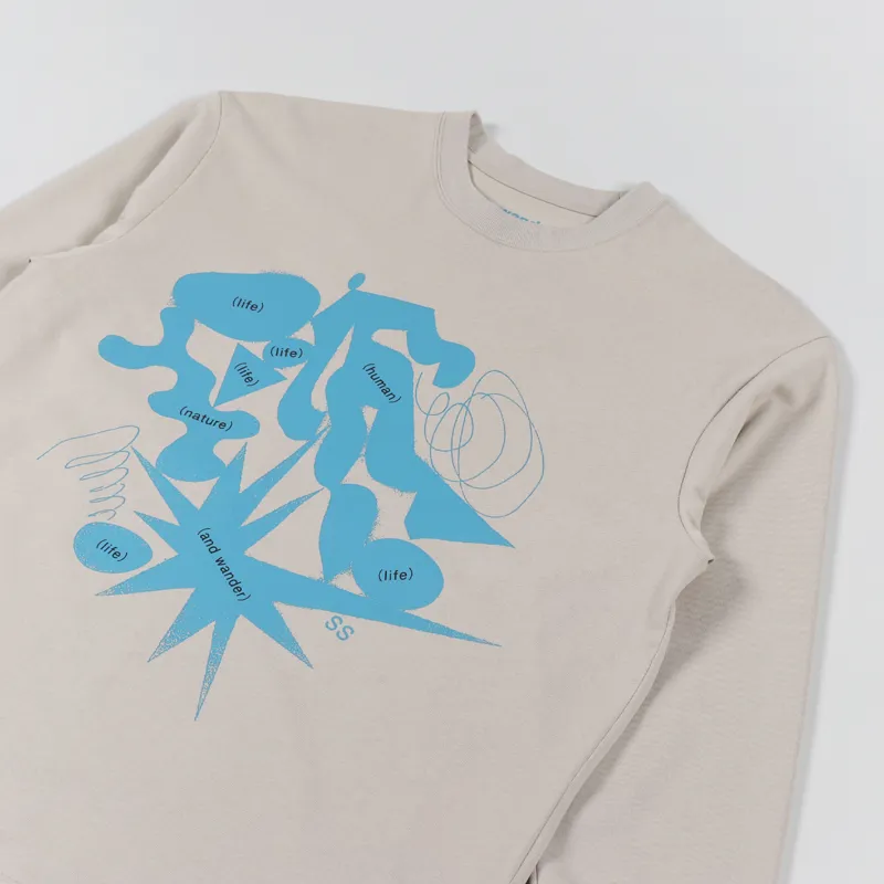 And Wander Life Human Long Sleeve T Shirt Beige-2