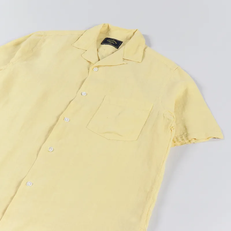 Portuguese Flannel Linen Camp Collar Shirt Yellow-1