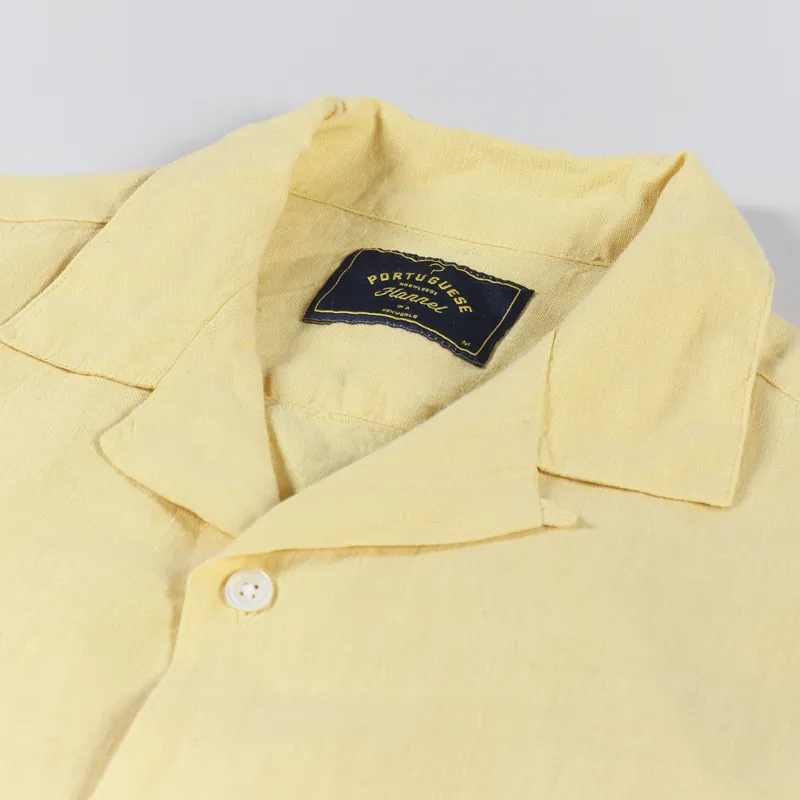 Portuguese Flannel Linen Camp Collar Shirt Yellow-4