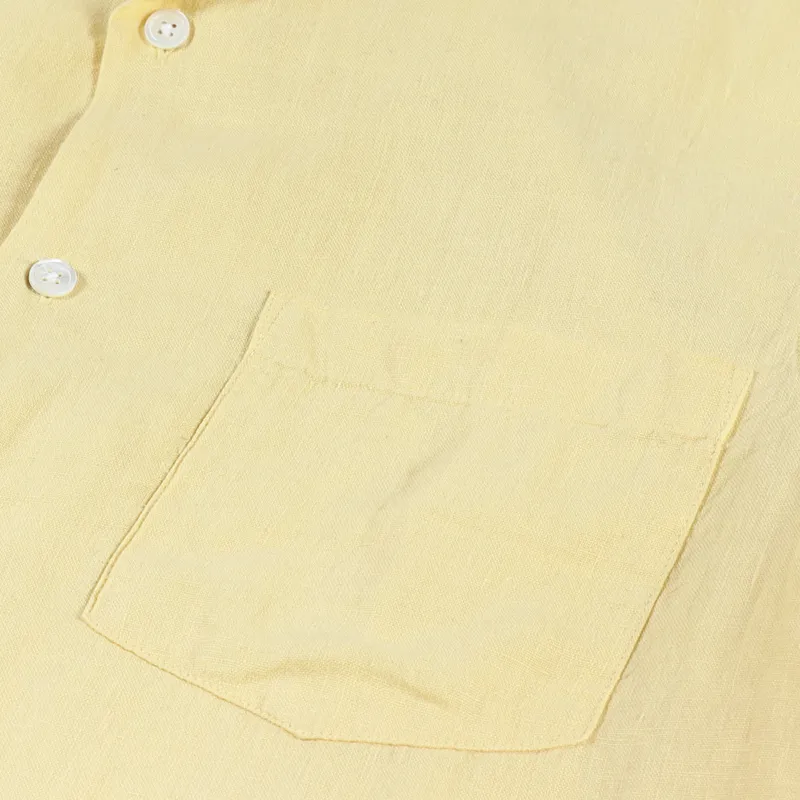Portuguese Flannel Linen Camp Collar Shirt Yellow-2