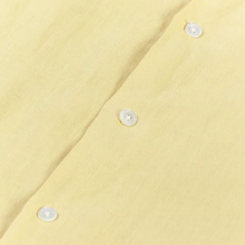 Portuguese Flannel Linen Camp Collar Shirt Yellow-3