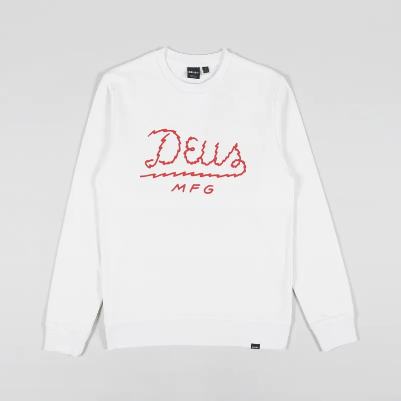 Deus Ex Machina Mens Livewire Crew Sweatshirt Vintage White