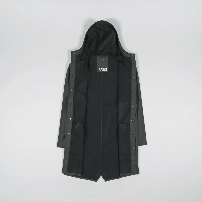Rains Waterproof Long Jacket Green-1
