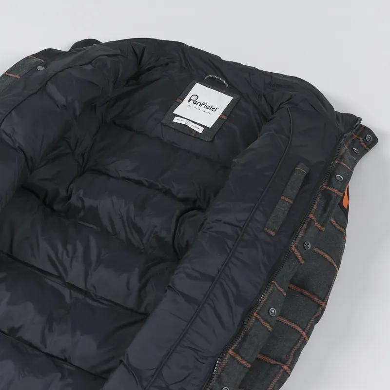 Penfield Longline Check Puffer Jacket Ebony-7
