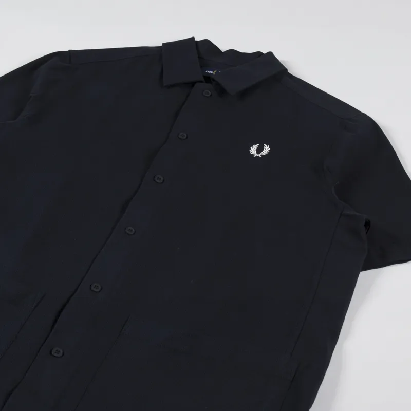Fred Perry Linen Pique Panel Shirt Black-1