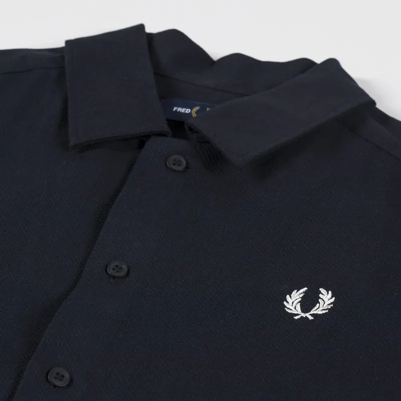 Fred Perry Linen Pique Panel Shirt Black-2
