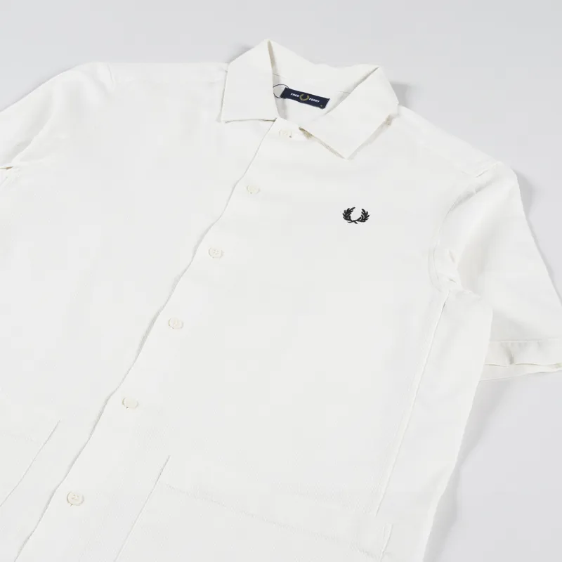 Fred Perry Linen Pique Panel Shirt Ecru-1