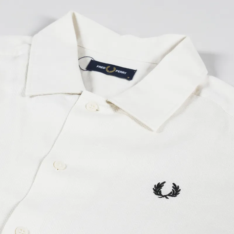 Fred Perry Linen Pique Panel Shirt Ecru-2