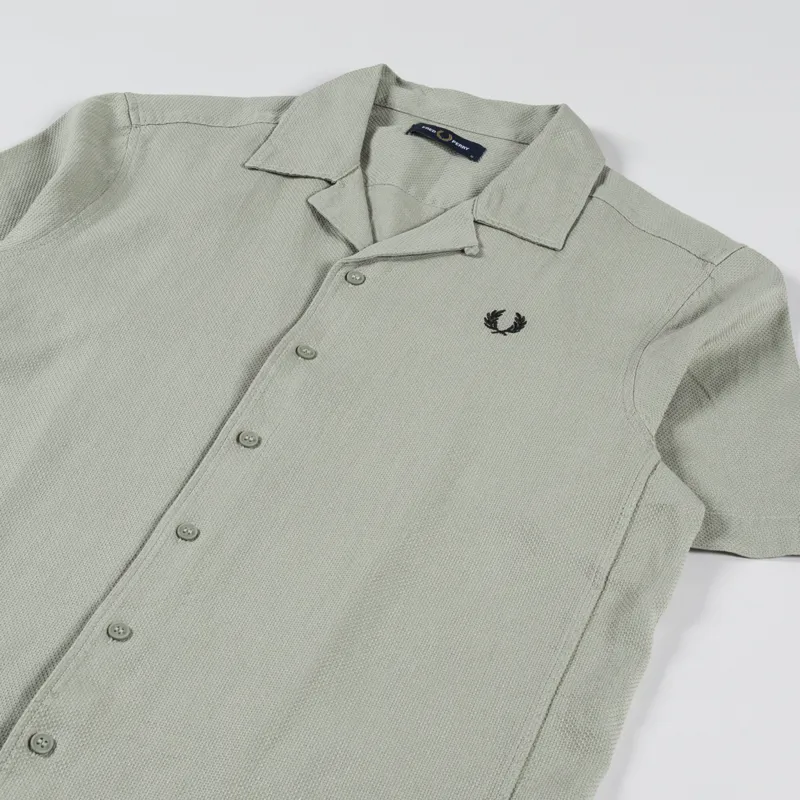 Fred Perry Linen Blend Revere Collar Shirt Seagrass-1