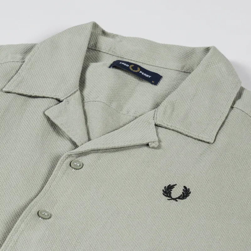 Fred Perry Linen Blend Revere Collar Shirt Seagrass-2