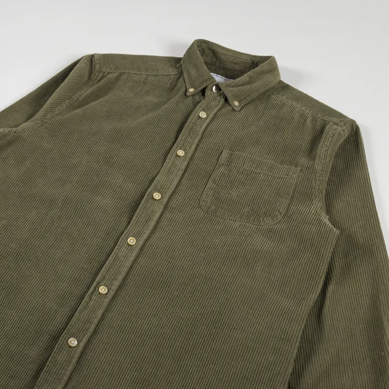 Portuguese Flannel Lobo Cord Shirt Olive-2
