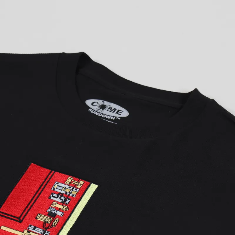 Come Sundown Locked Embroidered T Shirt Black-3