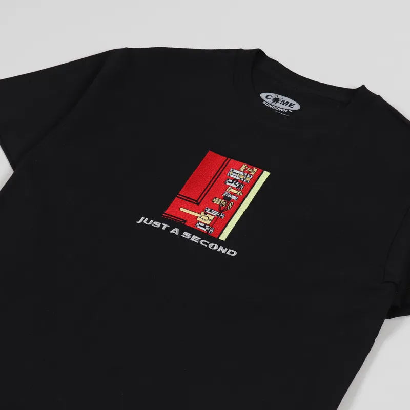 Come Sundown Locked Embroidered T Shirt Black-1