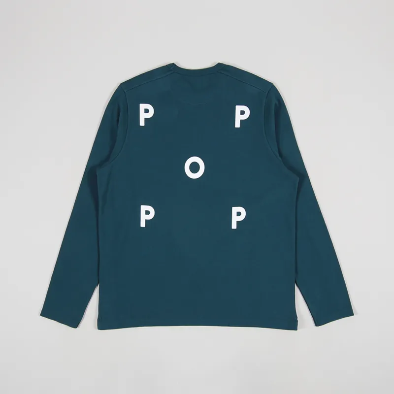 Pop Trading Company Logo Long Sleeve T Shirt Dark Teal