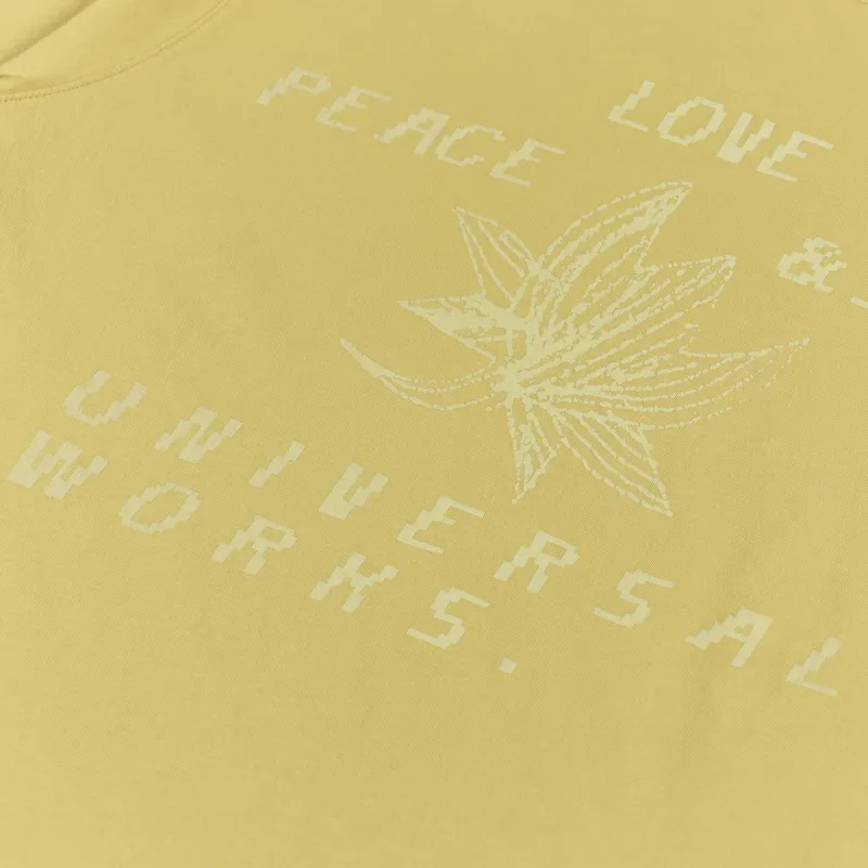Universal Works Lotus Print T Shirt Gold-4