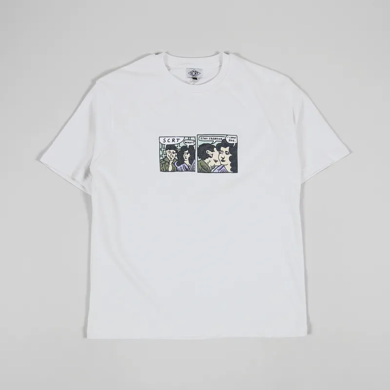 SCRT Streetwear Mens Short Sleeve Lovers Graphic T Shirt White