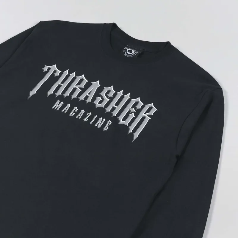 Thrasher Skateboard Magazine Low Low Logo Long Sleeve T Shirt Black-2