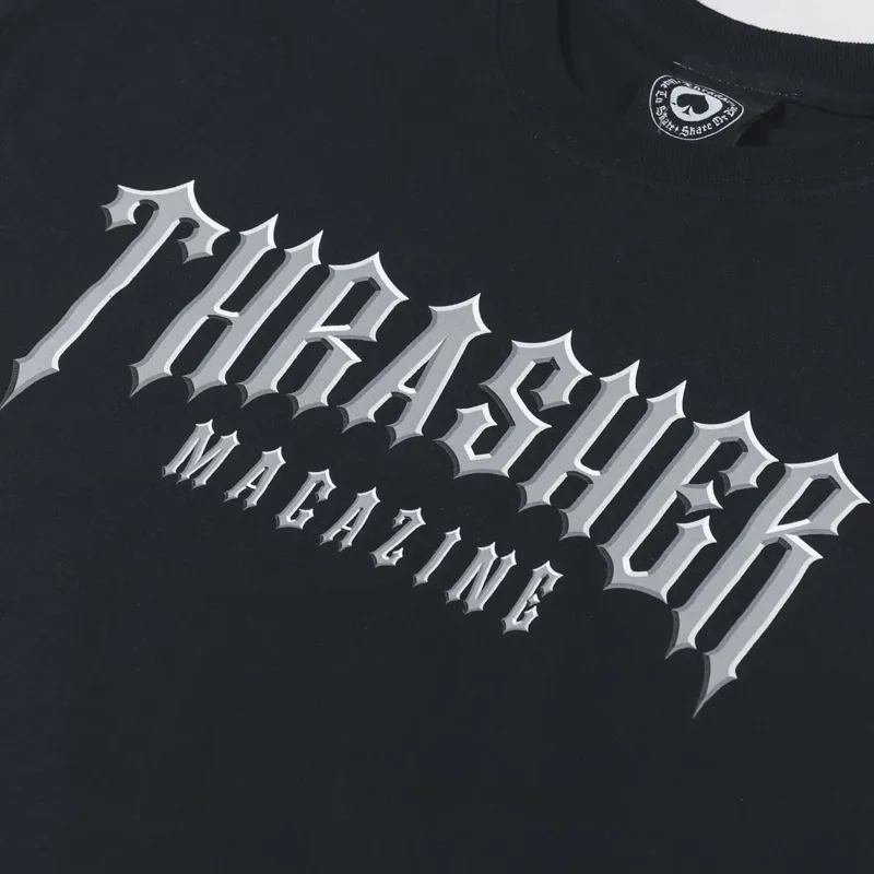 Thrasher Skateboard Magazine Low Low Logo Long Sleeve T Shirt Black-5