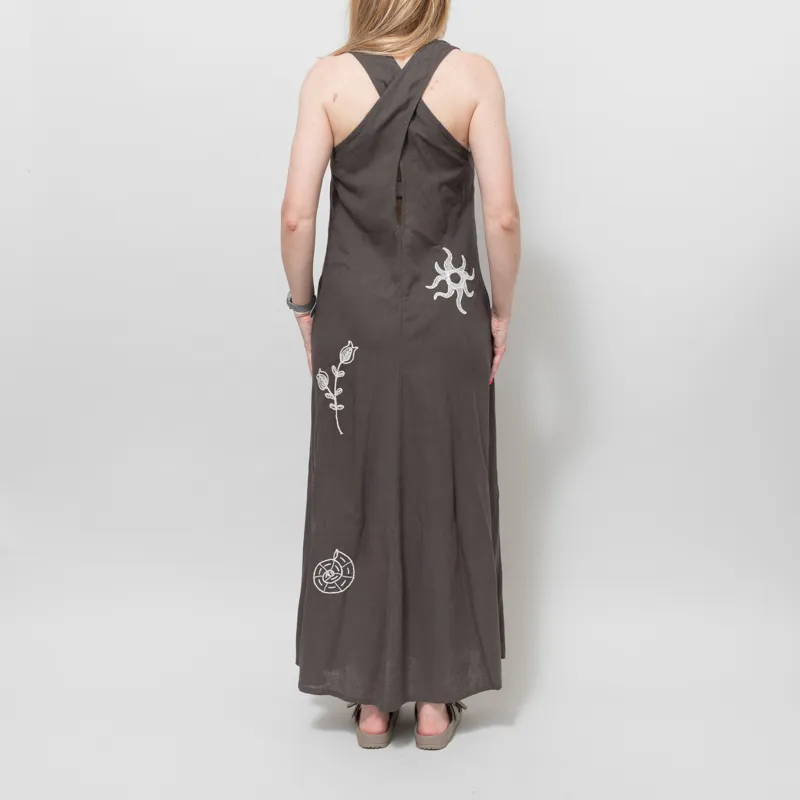 Indi and Cold Womens Natural Embroidered Dress Carbon-3