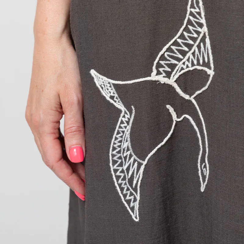 Indi and Cold Womens Natural Embroidered Dress Carbon-9