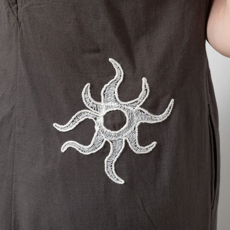 Indi and Cold Womens Natural Embroidered Dress Carbon-10