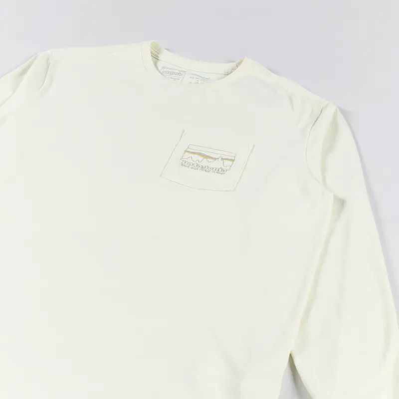 Patagonia Long Sleeve 73 Skyline Pocket Responsibili Tee Birch White
