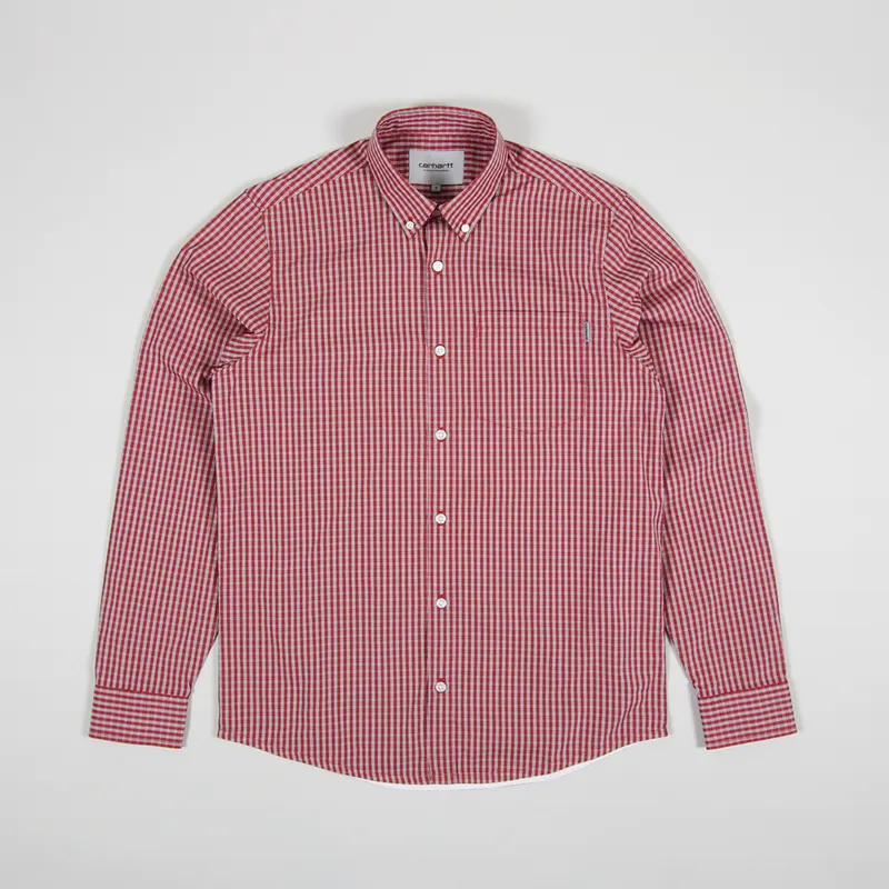 Carhartt WIP Mens Long Sleeve Alistair Check Shirt Etna Red