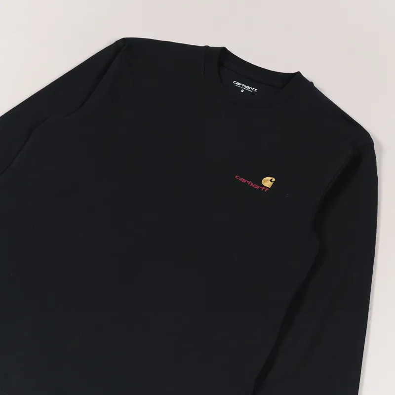 Carhartt WIP Long Sleeve American Script T Shirt Black-1