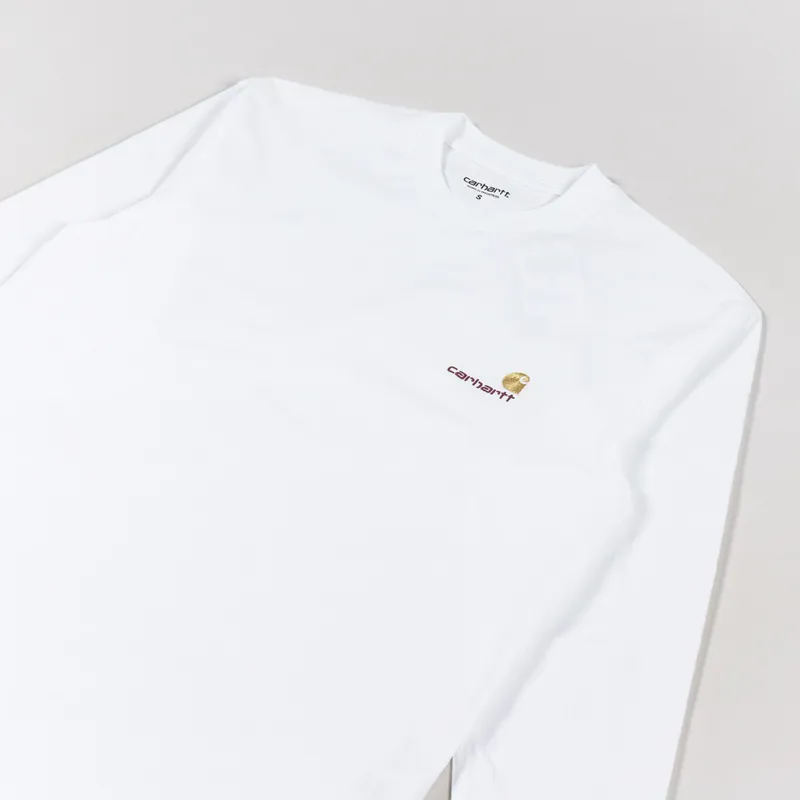 Carhartt WIP Long Sleeve American Script T Shirt White-2