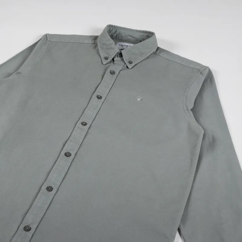 Carhartt WIP Mens Long Sleeve Bolton Shirt Smoke Green