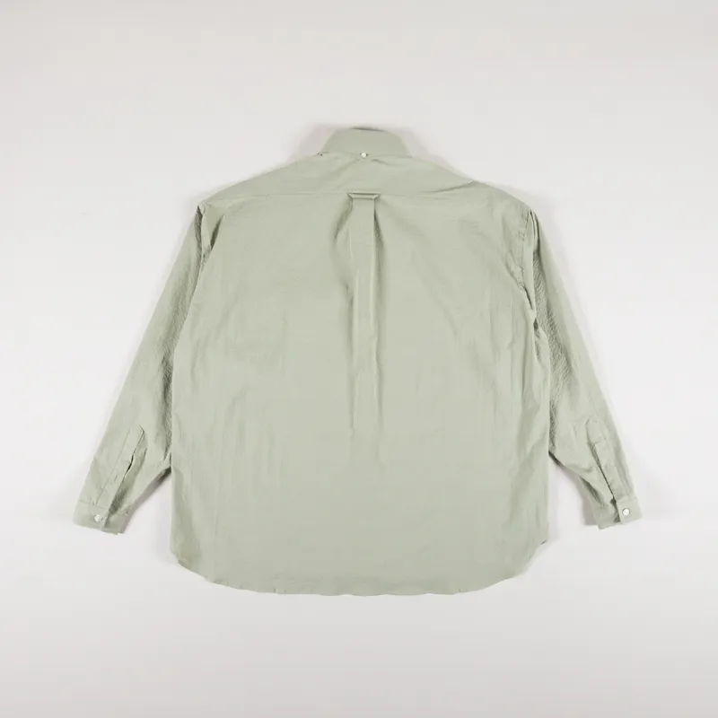Unfeigned Long Sleeve Baggy Shirt Heavy Seersucker Aloe-1