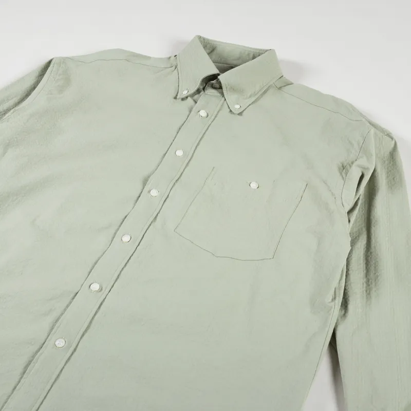 Unfeigned Long Sleeve Baggy Shirt Heavy Seersucker Aloe-2