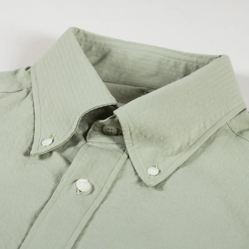 Unfeigned Long Sleeve Baggy Shirt Heavy Seersucker Aloe-6