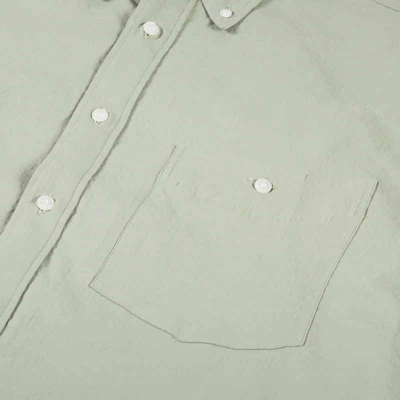 Unfeigned Long Sleeve Baggy Shirt Heavy Seersucker Aloe-4