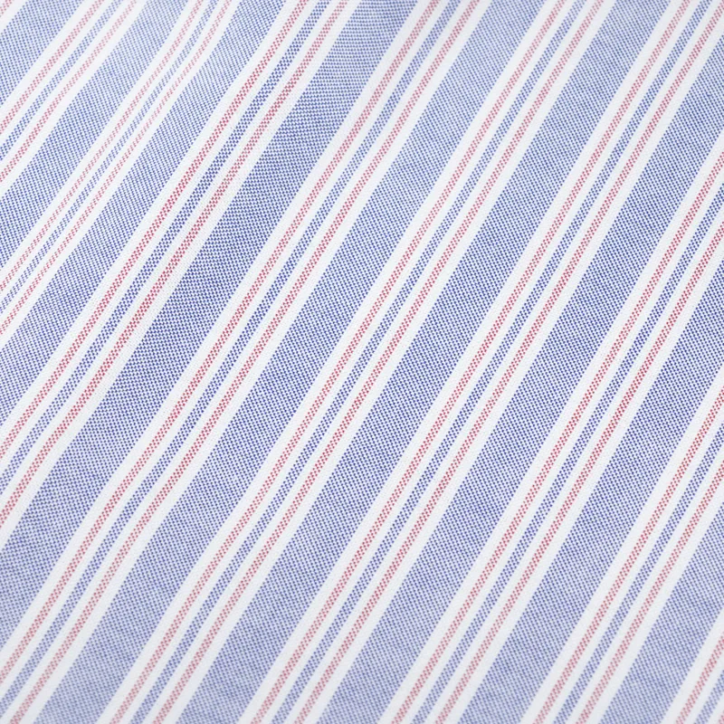 Unfeigned Long Sleeve Baggy Shirt Oxford Blue Red Stripes-7