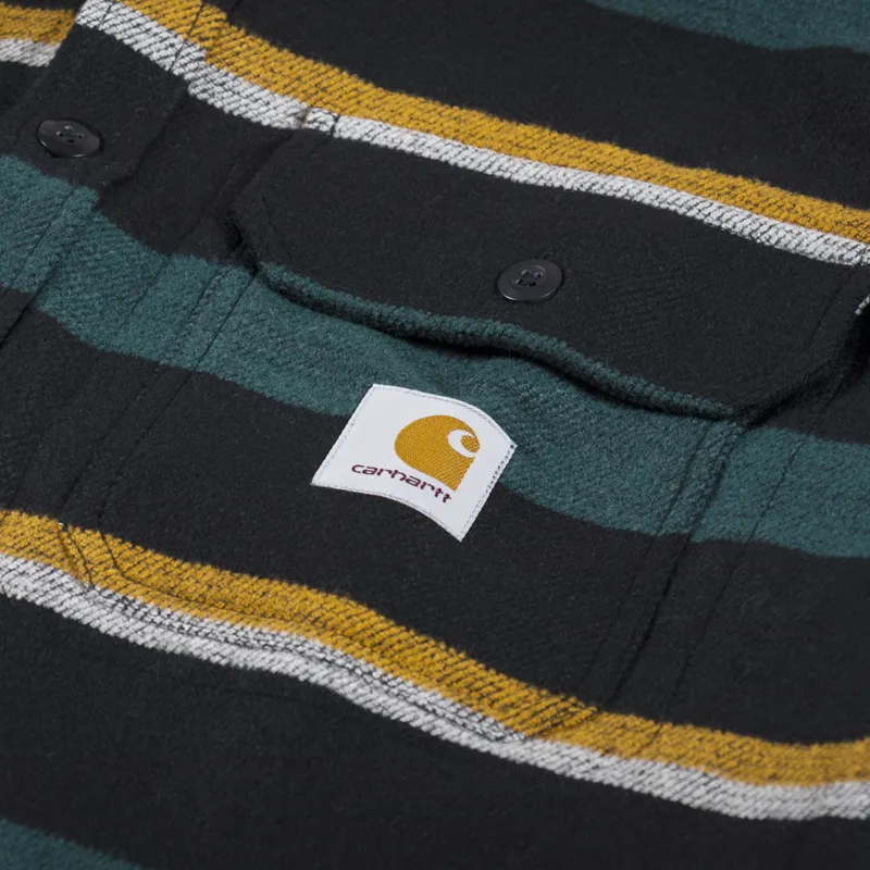 Carhartt WIP Long Sleeve Bowman Shirt Juniper Stripe-6