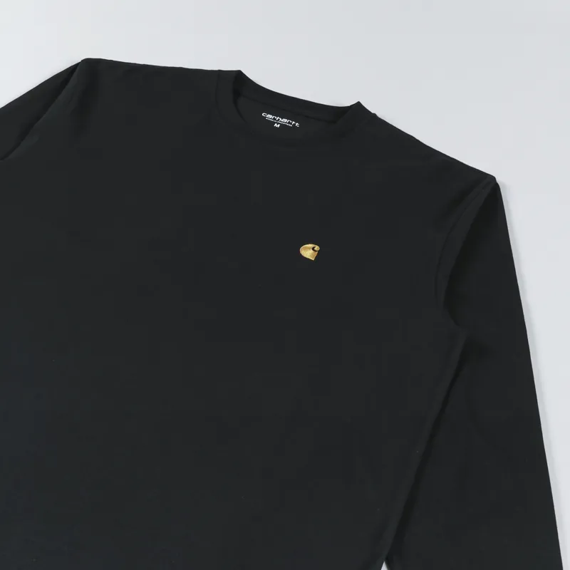 Carhartt WIP Long Sleeve Chase T Shirt Black Gold-2