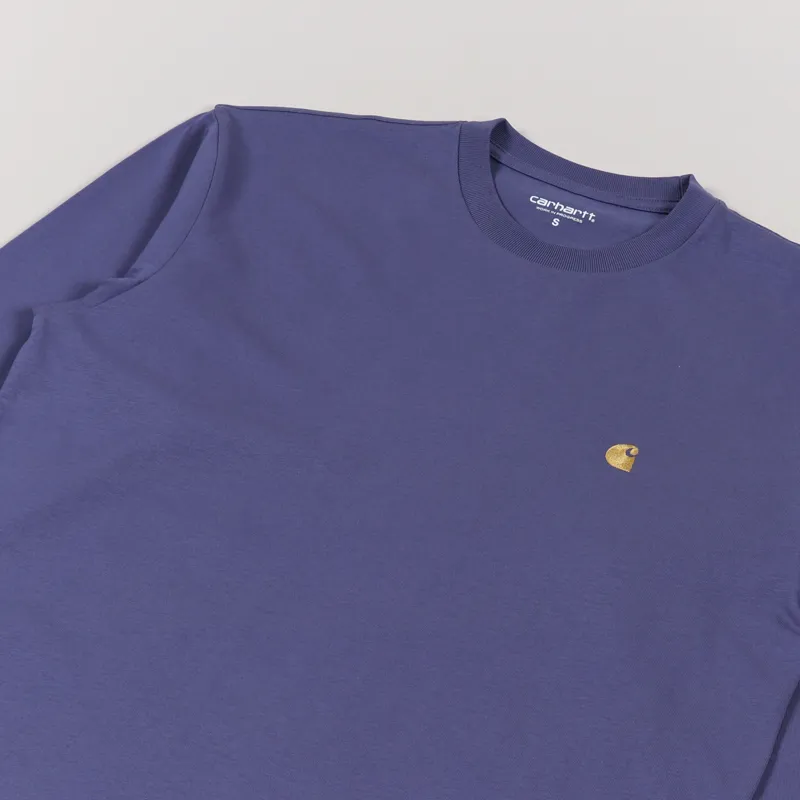 Carhartt WIP Long Sleeve Chase T Shirt Cold Viola Gold-2
