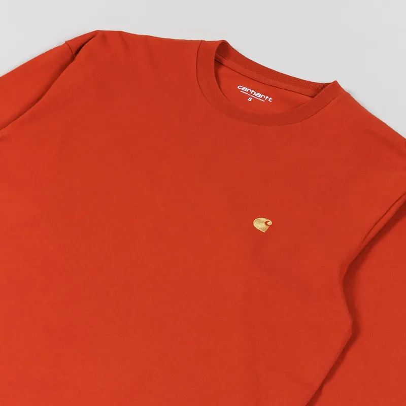 Carhartt WIP Long Sleeve Chase T Shirt Copperton Gold-2