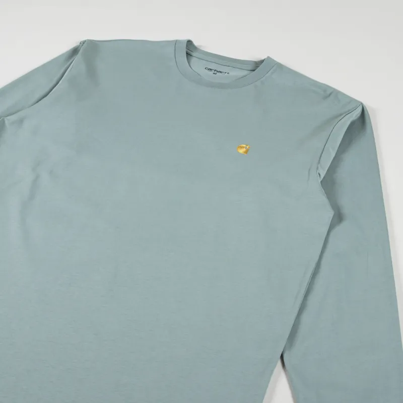 Carhartt WIP Long Sleeve Chase T Shirt Glassy Teal Gold-2