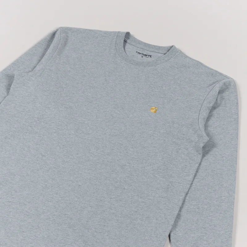 Carhartt WIP Long Sleeve Chase T Shirt Grey Heather Gold-2