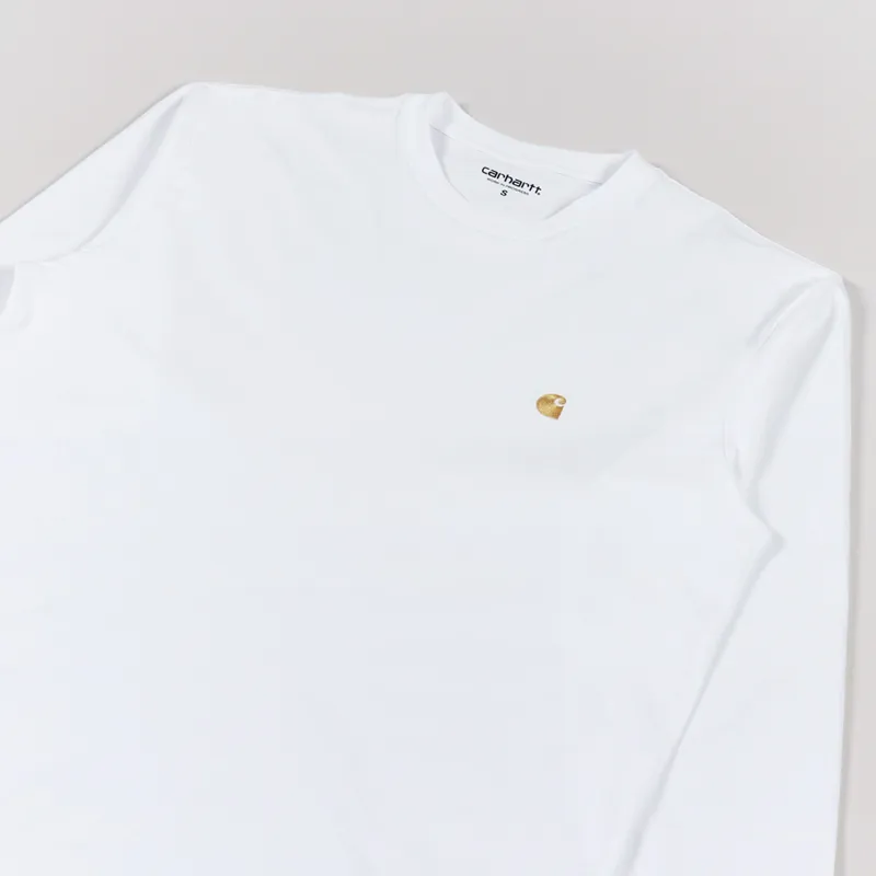 Carhartt WIP Long Sleeve Chase T Shirt White Gold-2