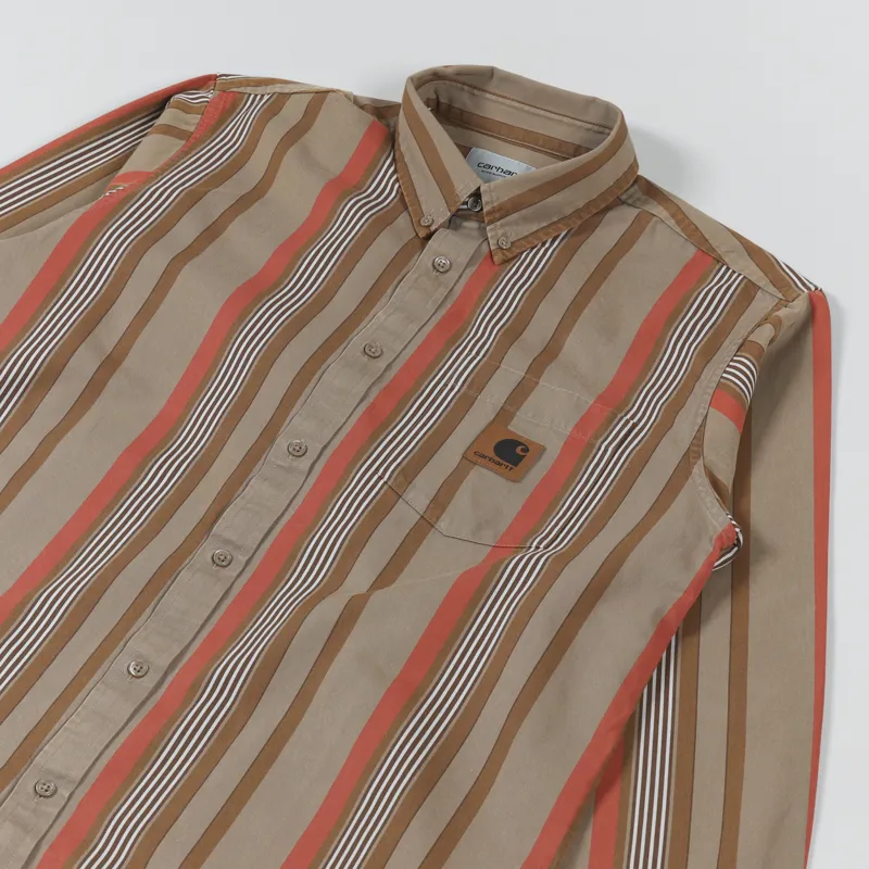 Carhartt WIP Long Sleeve Dorado Shirt Stripe Leather Moon Wash-2