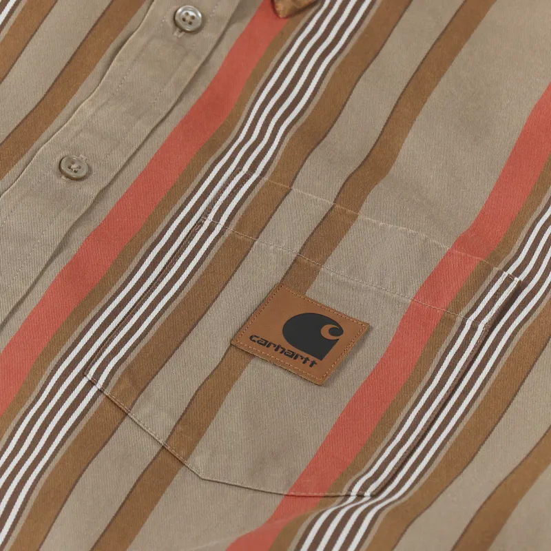 Carhartt WIP Long Sleeve Dorado Shirt Stripe Leather Moon Wash-4