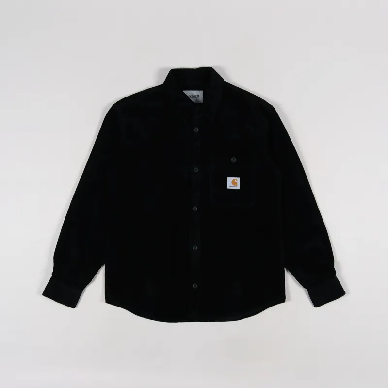 Carhartt WIP Mens Corduroy Long Sleeve Flint Shirt Black