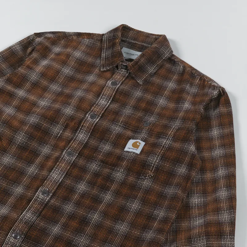 Carhartt WIP Long Sleeve Flint Shirt Wiley Check Hamilton Brown-2